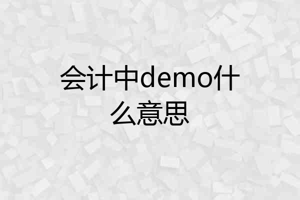 会计中demo什么意思