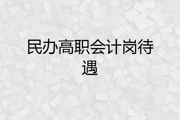 民办高职会计岗待遇