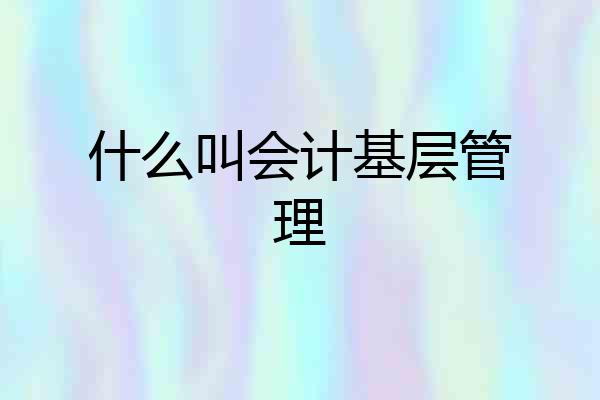 什么叫会计基层管理