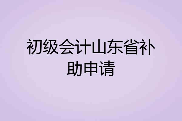 初级会计山东省补助申请