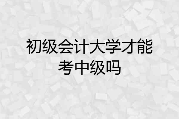 初级会计大学才能考中级吗