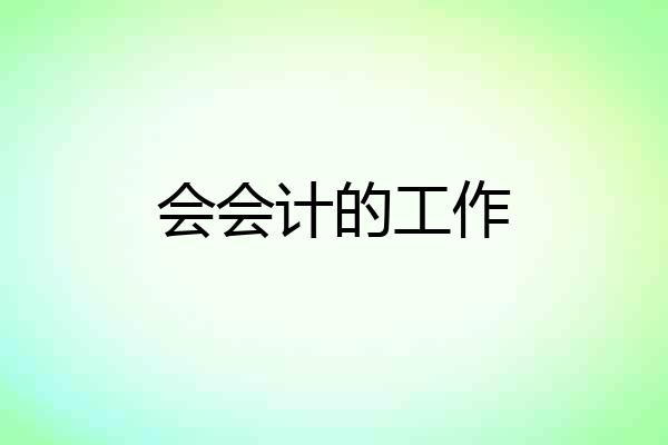 会会计的工作