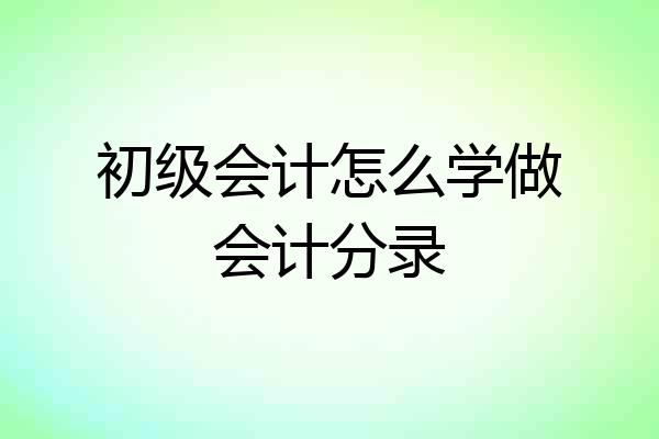 初级会计怎么学做会计分录