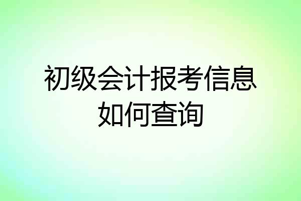 初级会计报考信息如何查询