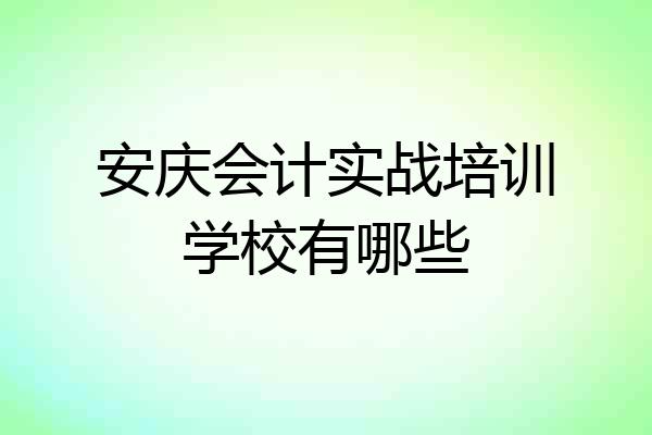 安庆会计实战培训学校有哪些