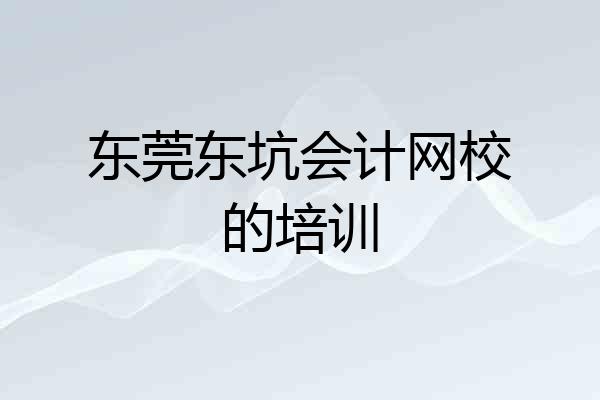 东莞东坑会计网校的培训