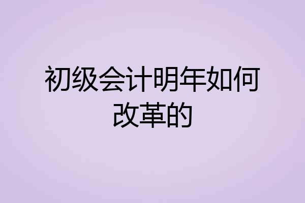 初级会计明年如何改革的
