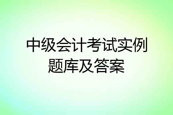 中级会计考试实例题库及答案