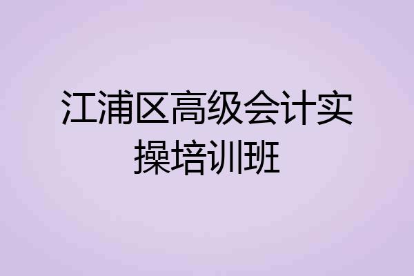 江浦区高级会计实操培训班