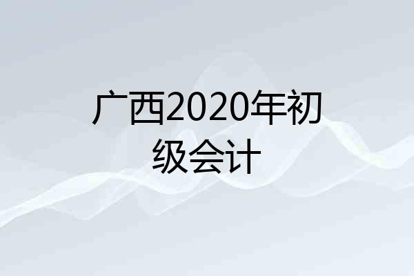 广西2020年初级会计