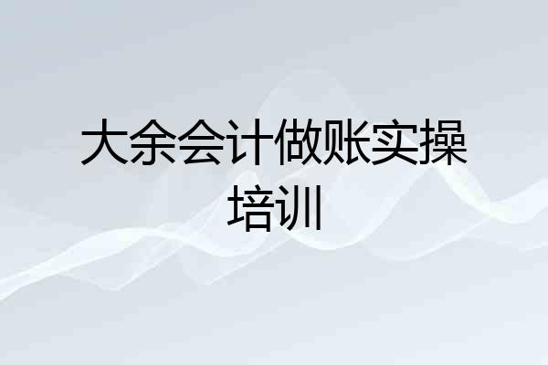 大余会计做账实操培训