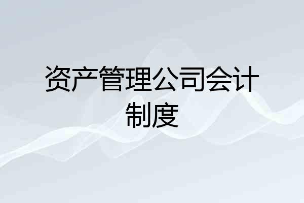 资产管理公司会计制度