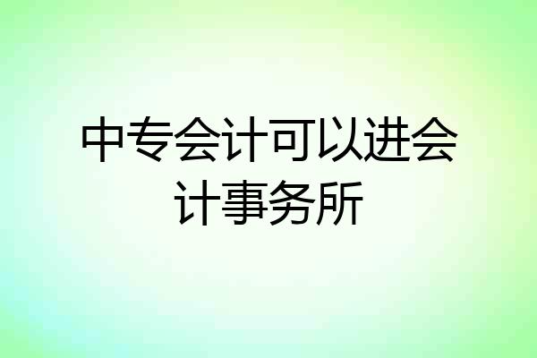 中专会计可以进会计事务所
