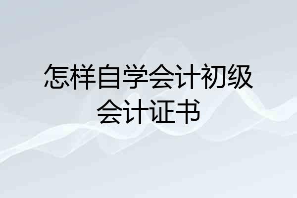 怎样自学会计初级会计证书
