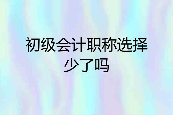 初级会计职称选择少了吗