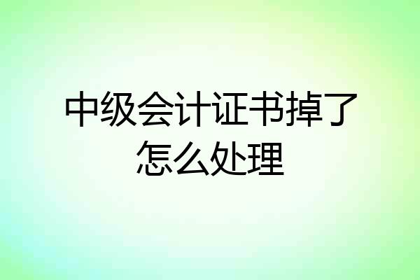 中级会计证书掉了怎么处理