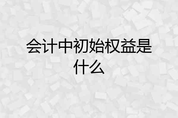 会计中初始权益是什么
