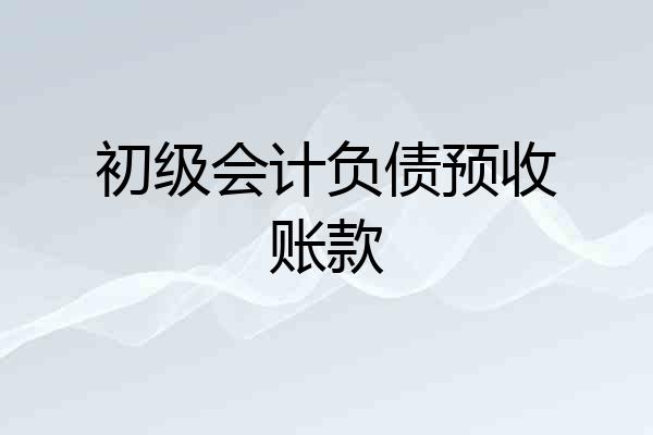 初级会计负债预收账款