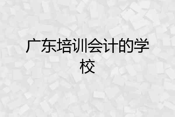 广东培训会计的学校