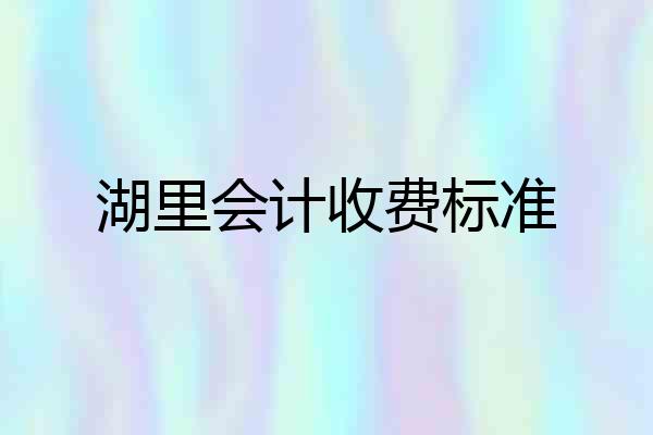 湖里会计收费标准
