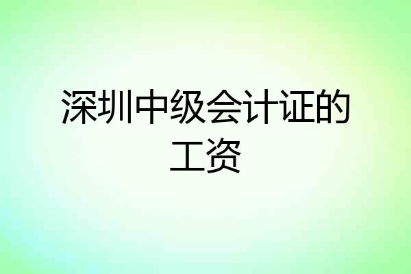深圳中级会计证的工资