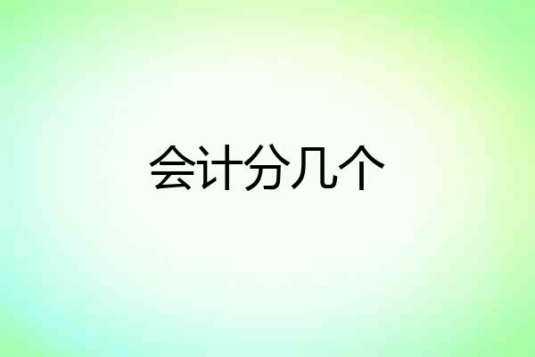 会计分几个
