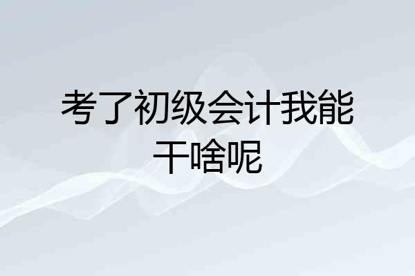 考了初级会计我能干啥呢