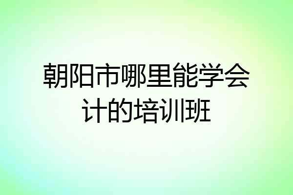 朝阳市哪里能学会计的培训班