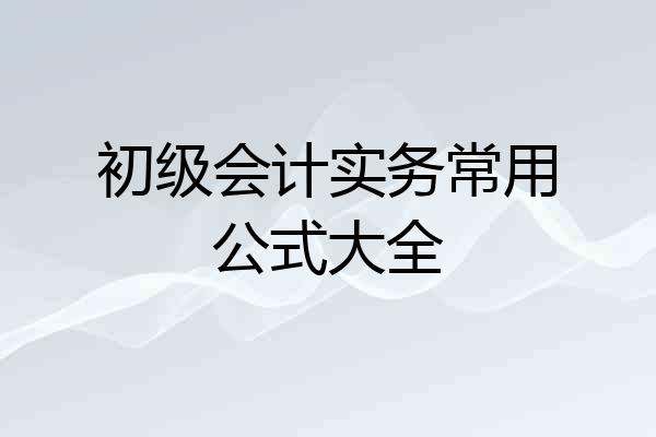 初级会计实务常用公式大全
