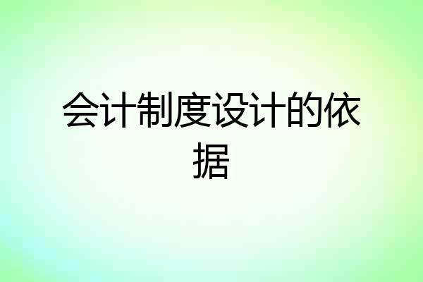 会计制度设计的依据