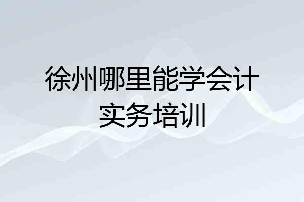 徐州哪里能学会计实务培训