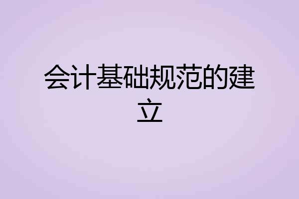 会计基础规范的建立