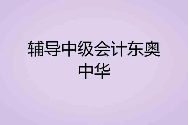 辅导中级会计东奥中华