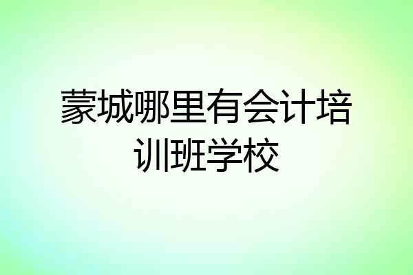 蒙城哪里有会计培训班学校