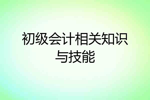 初级会计相关知识与技能