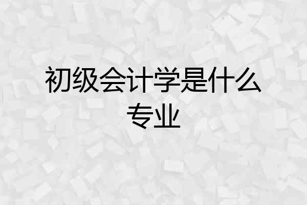 初级会计学是什么专业