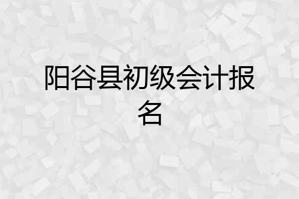 阳谷县初级会计报名