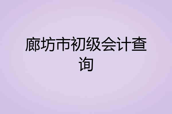廊坊市初级会计查询