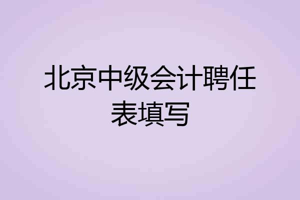 北京中级会计聘任表填写