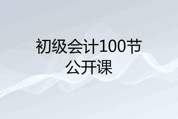 初级会计100节公开课