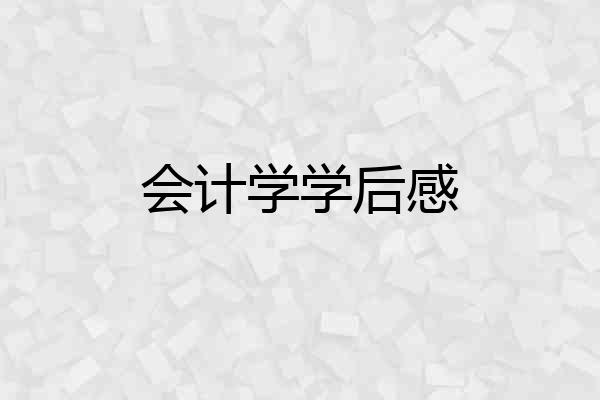 会计学学后感