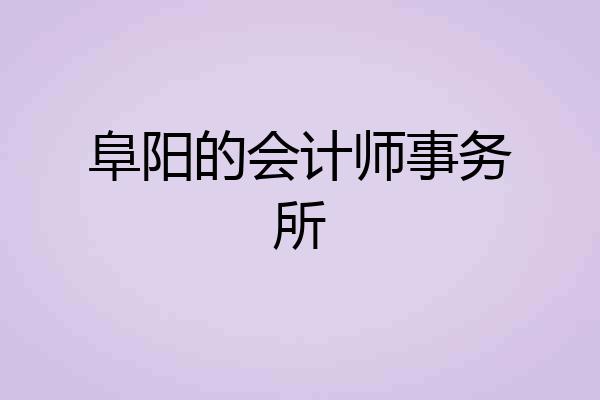 阜阳的会计师事务所