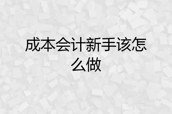 成本会计新手该怎么做