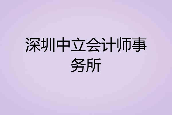 深圳中立会计师事务所