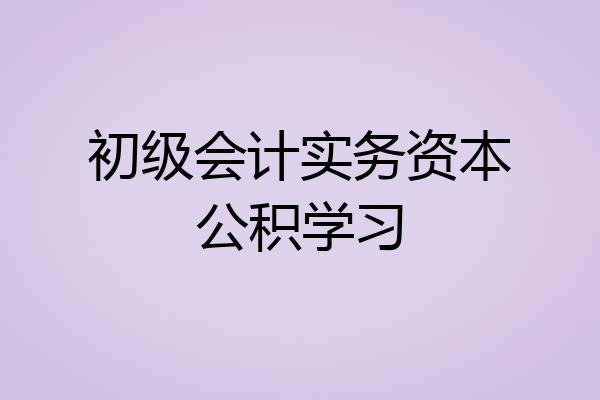 初级会计实务资本公积学习