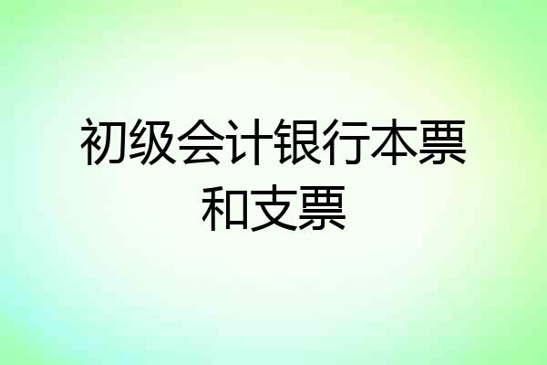 初级会计银行本票和支票