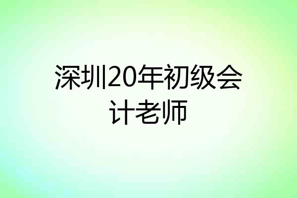深圳20年初级会计老师