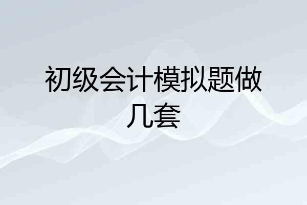 初级会计模拟题做几套