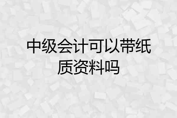 中级会计可以带纸质资料吗