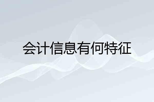 会计信息有何特征